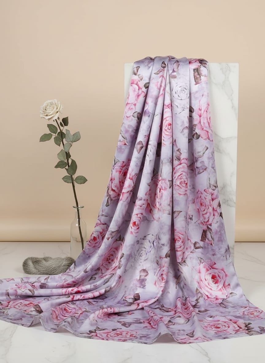 Rosegold Flower Digital Printed Fabric