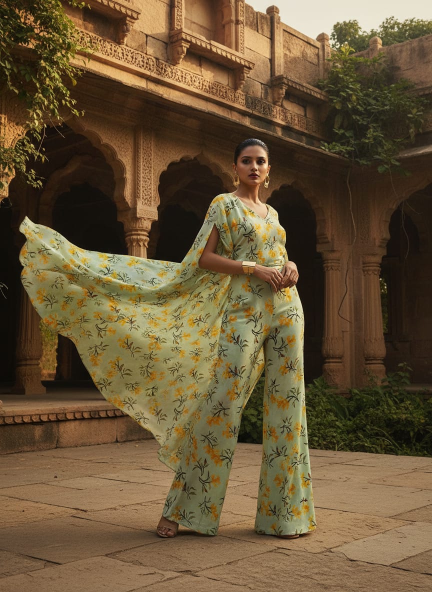 Seamles Yellow Floral Digital Printed Fabric