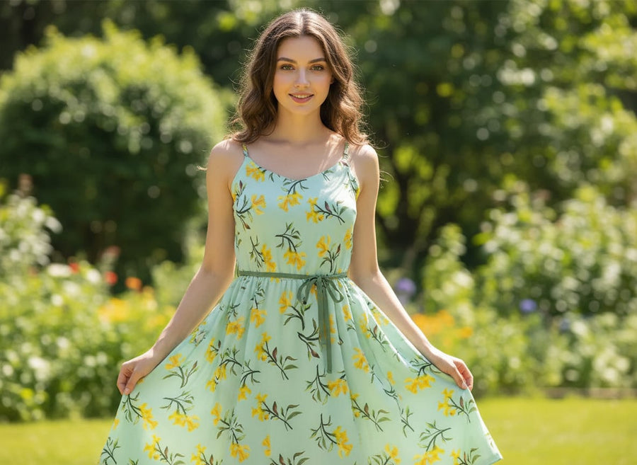 Seamles Yellow Floral Digital Printed Fabric