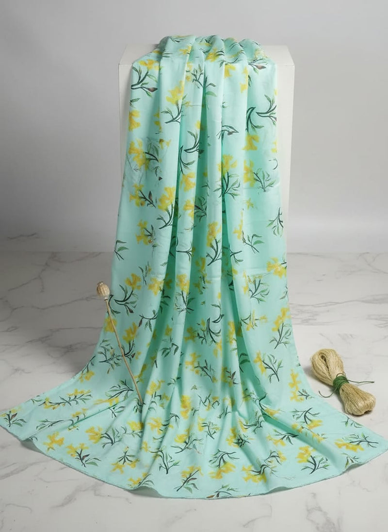 Seamles Yellow Floral Digital Printed Fabric