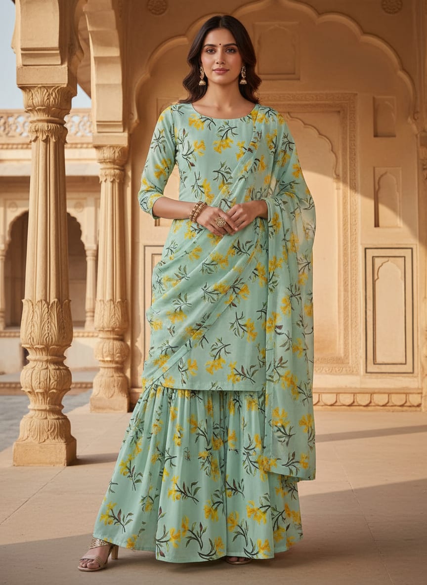 Seamles Yellow Floral Digital Printed Fabric