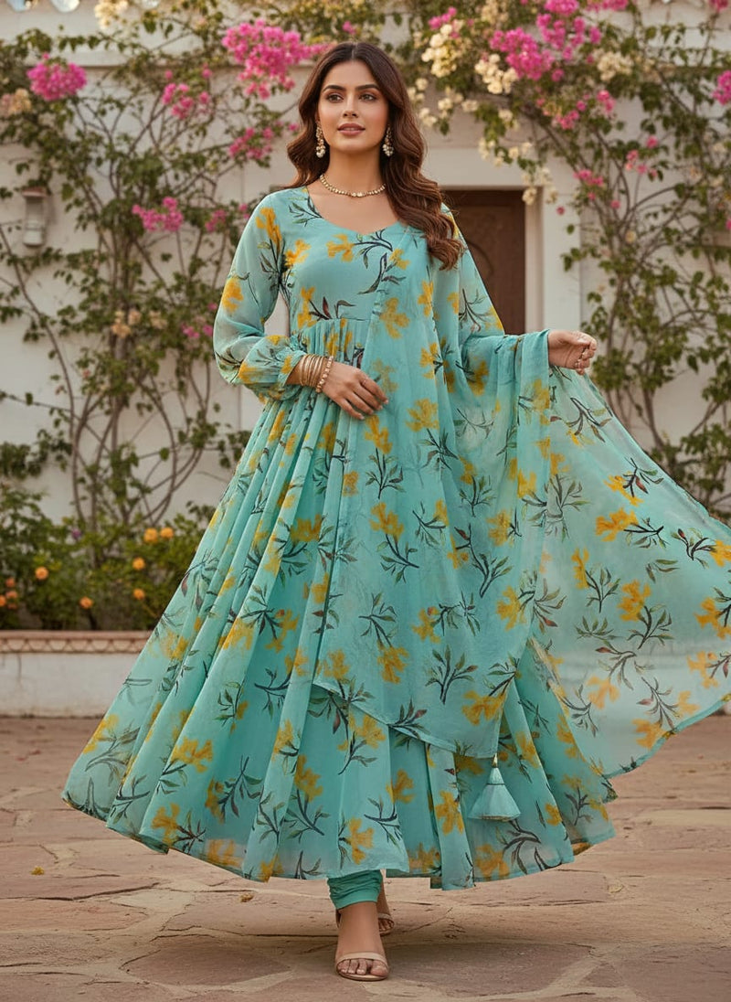 Seamles Yellow Floral Digital Printed Fabric