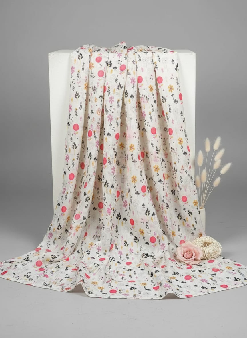 Small Motif Flowers Digital Printed Fabric