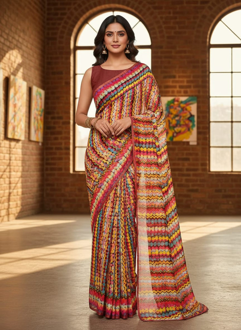Weavy Stripes Digital Printed Fabric