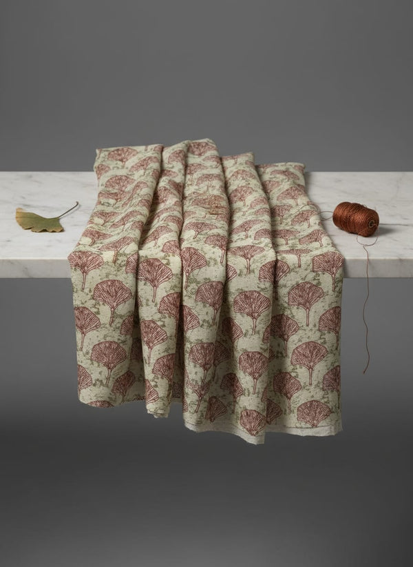 Multicolor Botanical Ginkgo Leaf Pattern Pure Chinon Digital Printed Fabric - Fabric Editorial Studio Flatlay Lookbook - PC-0-MA02089-106
