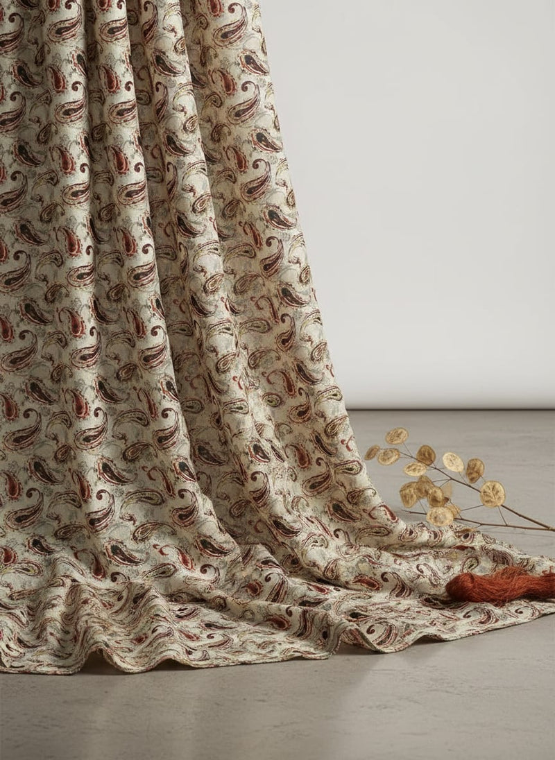 Hand Painted Look Motif Digital Printed Fabric - Tusser Silk
