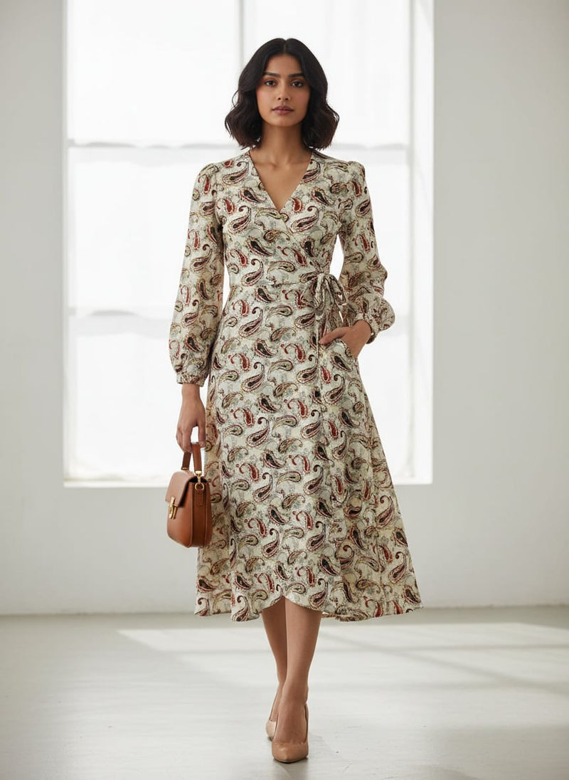 Hand Painted Look Motif Digital Printed Fabric - Crepe