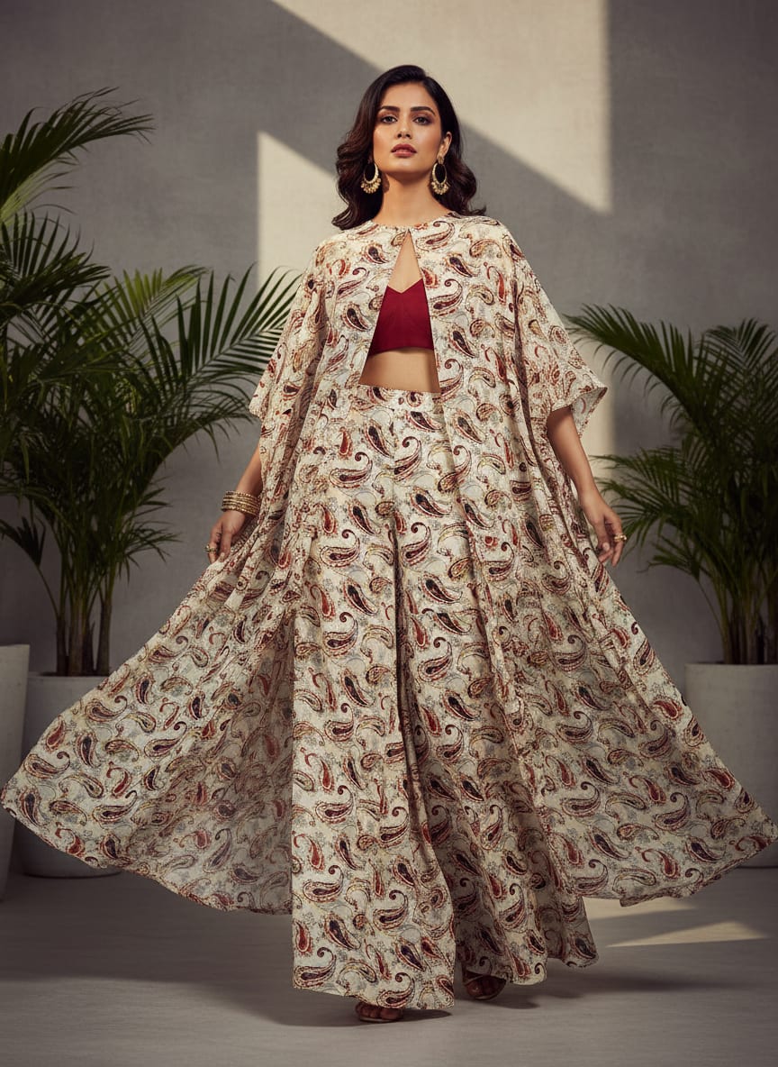 Hand Painted Look Motif Digital Printed Fabric - Pure Georgette