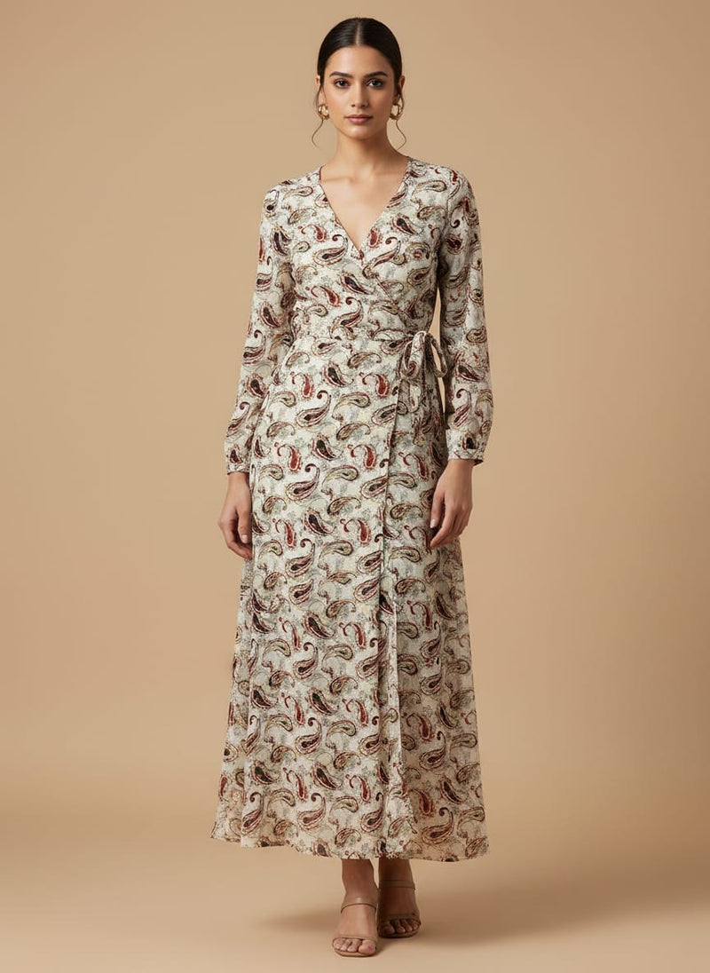 Hand Painted Look Motif Digital Printed Fabric - Pure Georgette