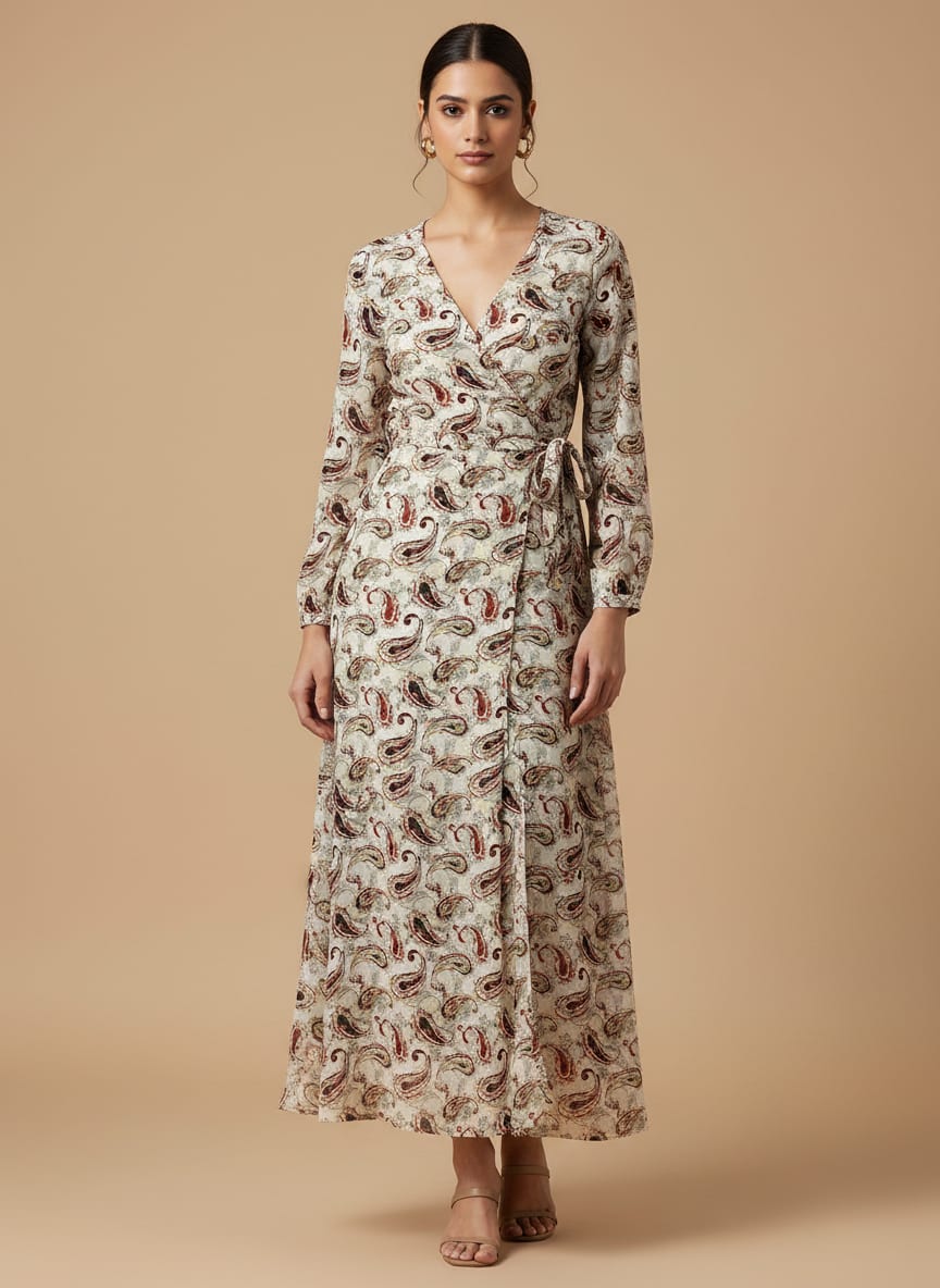 Hand Painted Look Motif Digital Printed Fabric - Pure Georgette