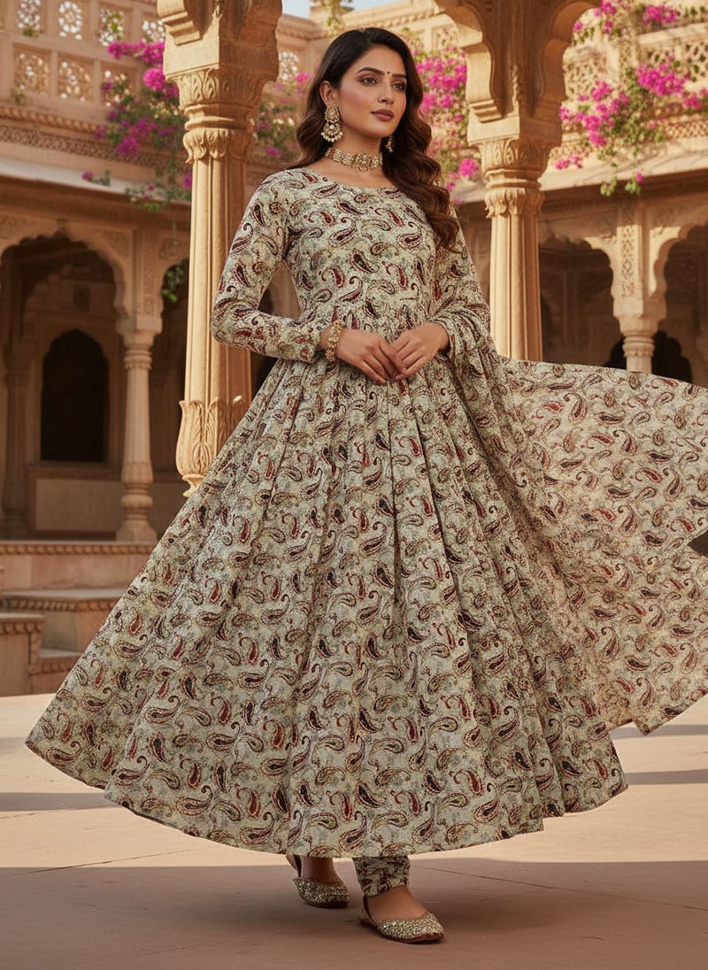 Hand Painted Look Motif Digital Printed Fabric - Pure Georgette