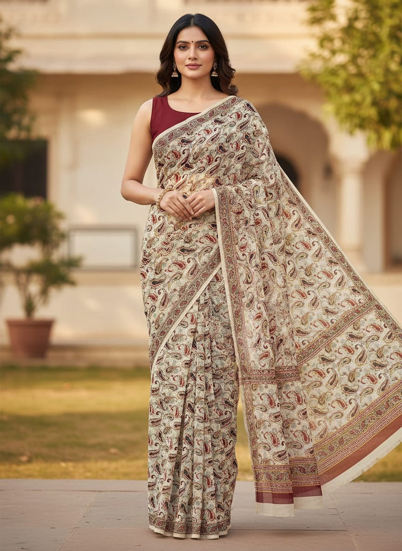 Hand Painted Look Motif Digital Printed Fabric - Pure Georgette