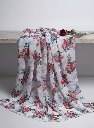 Multicolor Painterly Rose Bouquet Floral Weightless Digital Printed Fabric