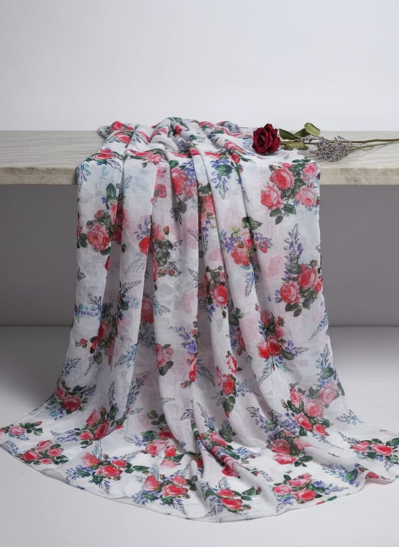 Red Rose Bunch Repeat Digital Printed Fabric - Weightless