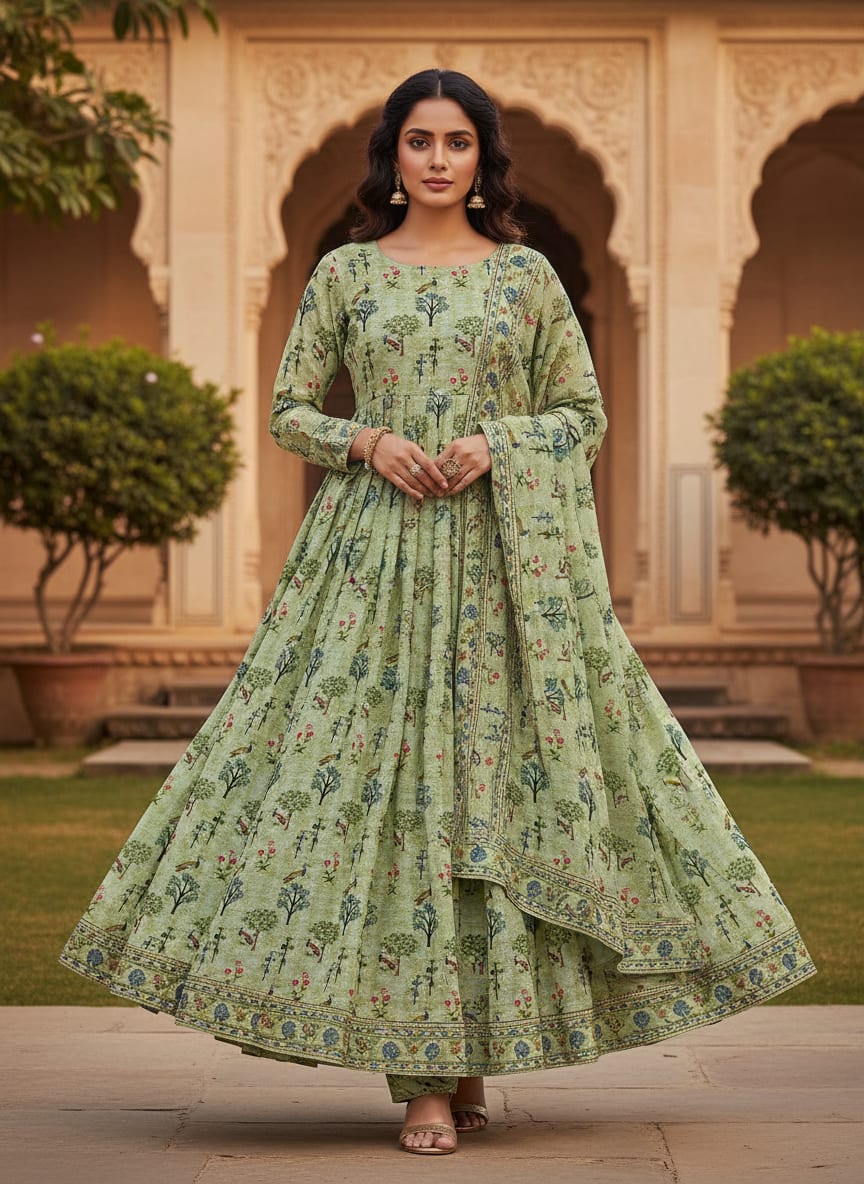 A Serene Garden Woven into Cloth