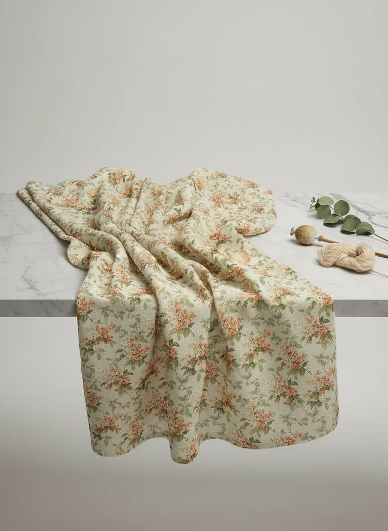 Painted Orange Flower Chintz Digital Printed Fabric  - Muslin