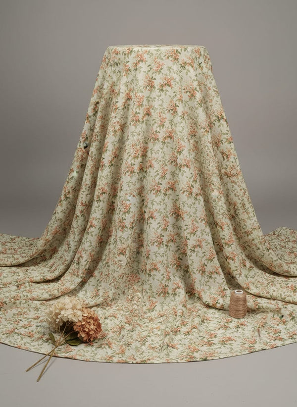 Cream Ditsy Floral Clusters Pure Chinon Digital Printed Fabric - Fabric Editorial Studio Flatlay Lookbook - PC-0-MA013660-106