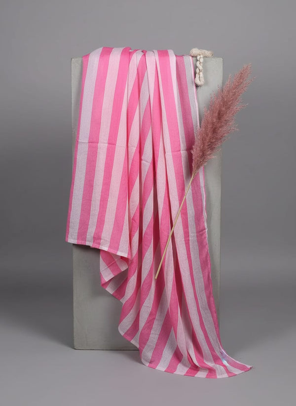 Pink Classic Striped Pure Chinon Digital Printed Fabric - Fabric Editorial Studio Flatlay Lookbook - PC-0-TA07536-106