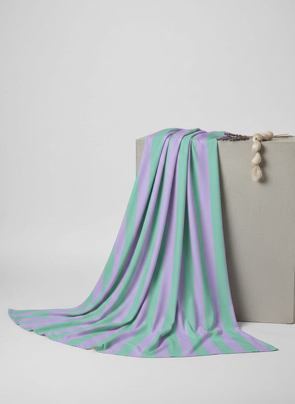 Purple Teal Vertical Stripe Pure Chinon Digital Printed Fabric - Fabric Editorial Studio Flatlay Lookbook - PC-0-TA07538-106