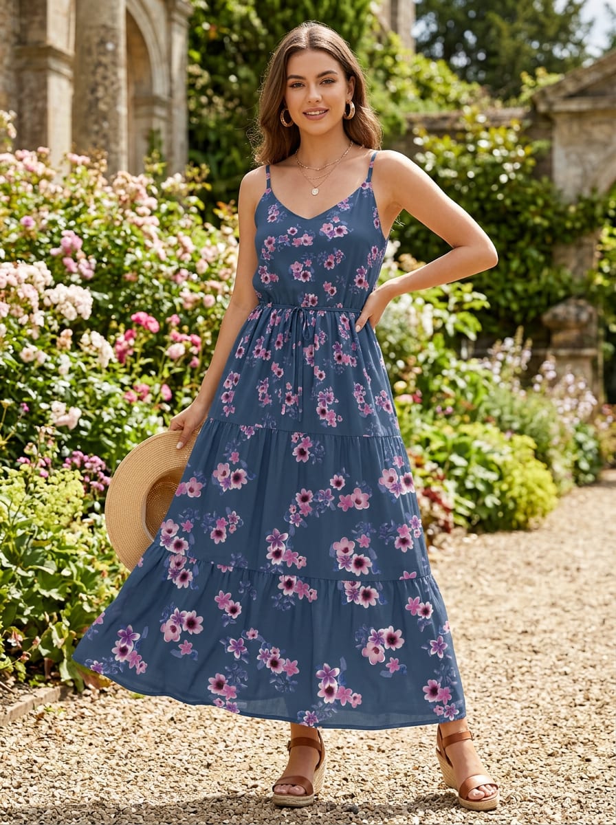 A Delicate Floral Scatter on Midnight Blue
