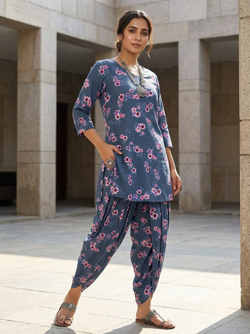 Navy Ditsy Floral Bouquets Pure Cotton Digital Printed Fabric