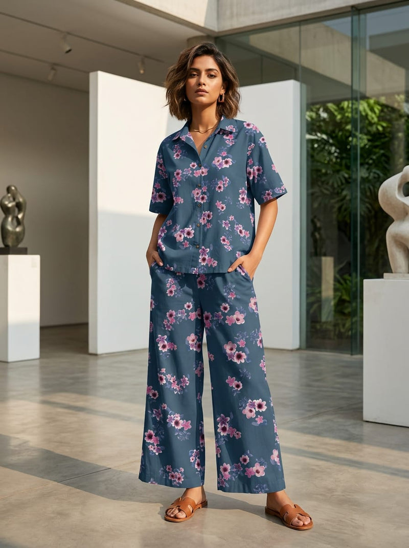 Navy Ditsy Floral Bouquets Pure Cotton Digital Printed Fabric