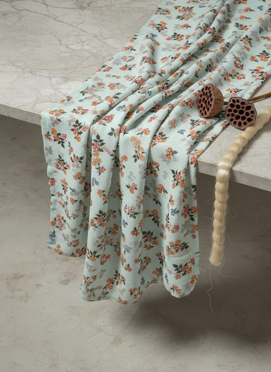 Multicolor Small Ditsy Floral Bouquets Weightless Digital Printed Fabric