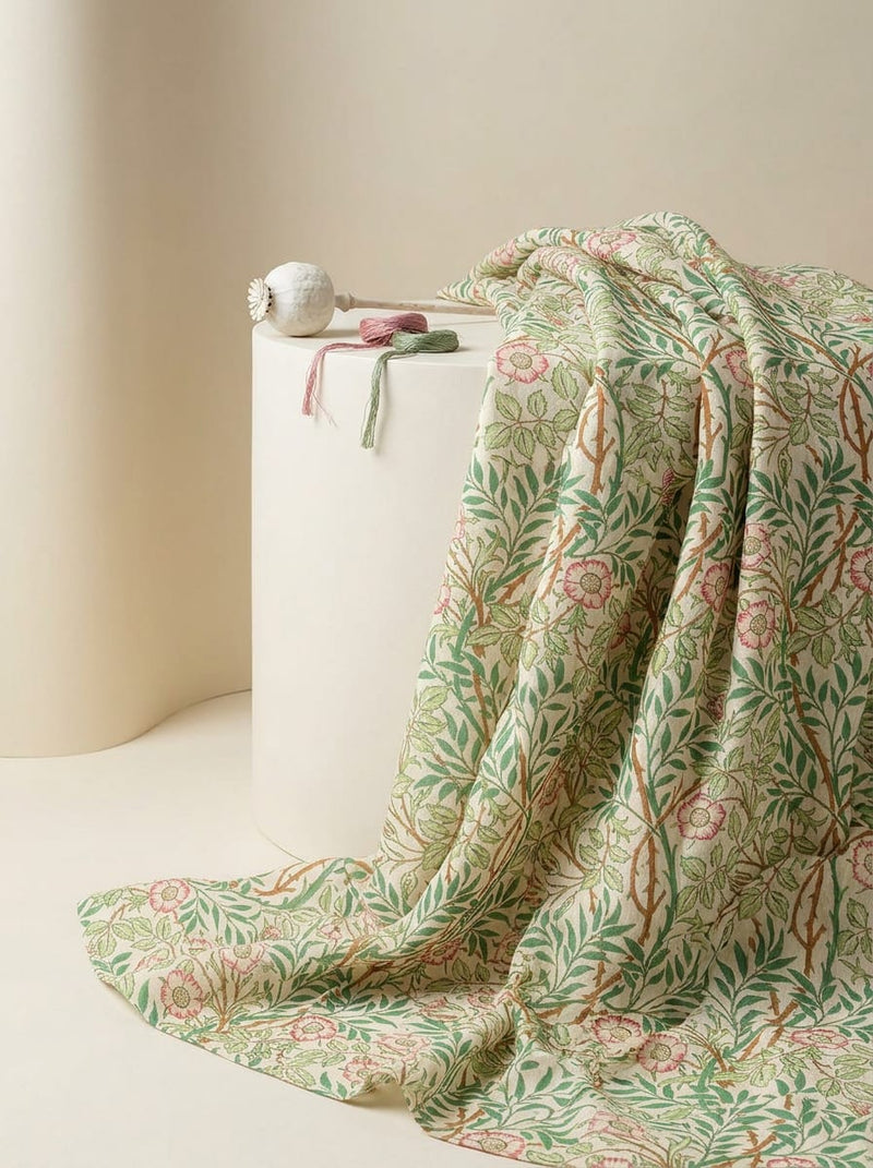 Multicolor Vintage Botanical Rose Print Muslin Digital Printed Fabric