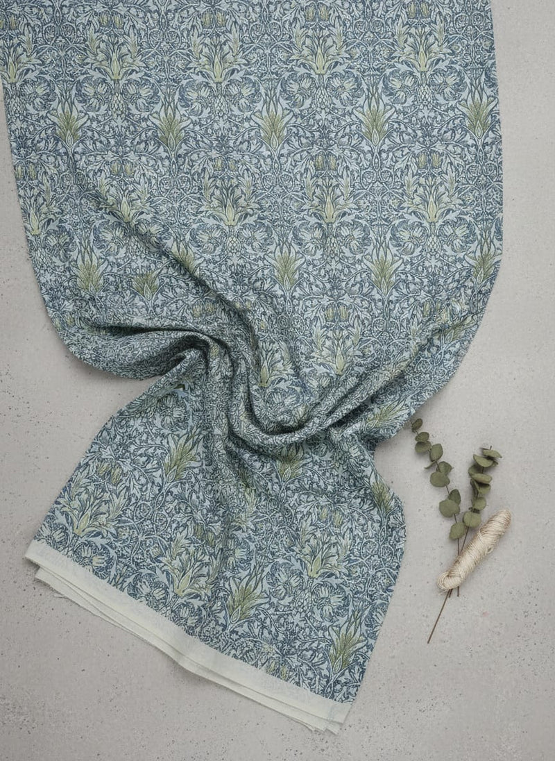 Damask Patterns On Yukon Gold Digital Printed Fabric - Kora Silk