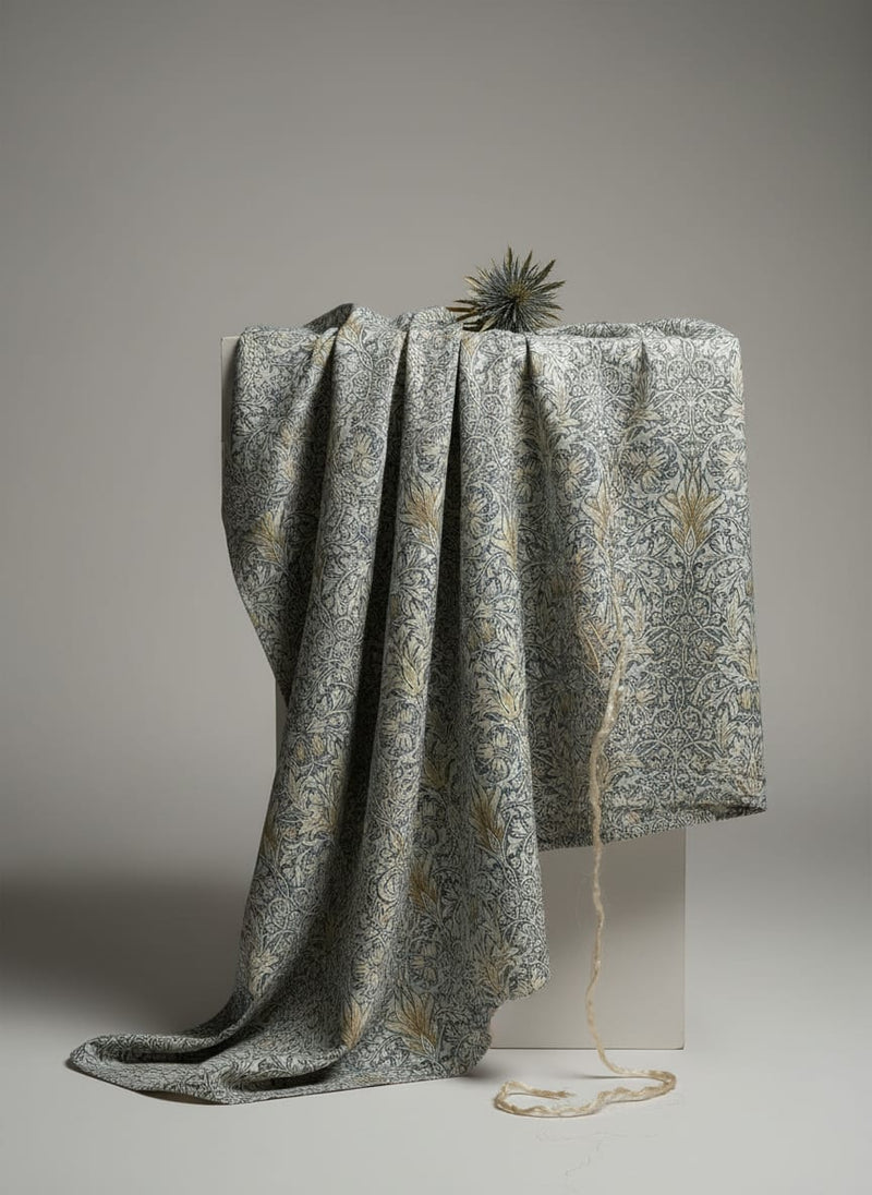 Damask Patterns On Yukon Gold Digital Printed Fabric - Crepe