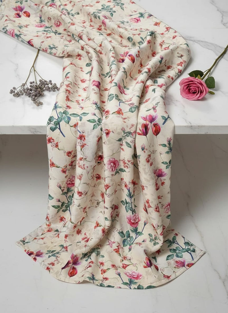 Beautiful Ditsy Red Rose With Lavender Rose  - Japan Satin