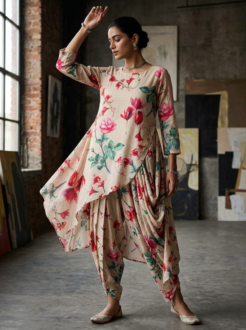 Multicolor Vibrant Botanical Floral Pure Cotton Digital Printed Fabric
