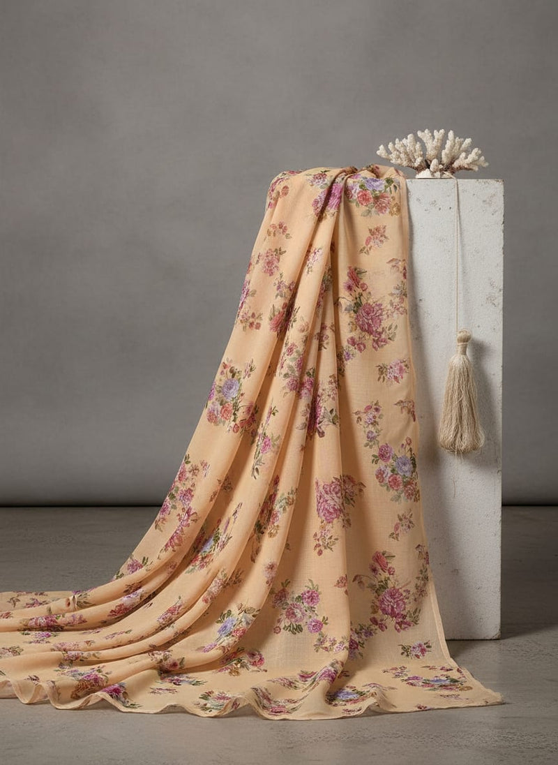 Bloom Pink Forest Flower Digital Printed Fabric - Kota Doria