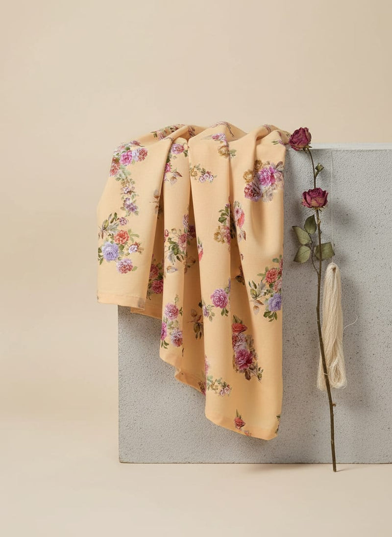 Bloom Pink Forest Flower Digital Printed Fabric - Muslin