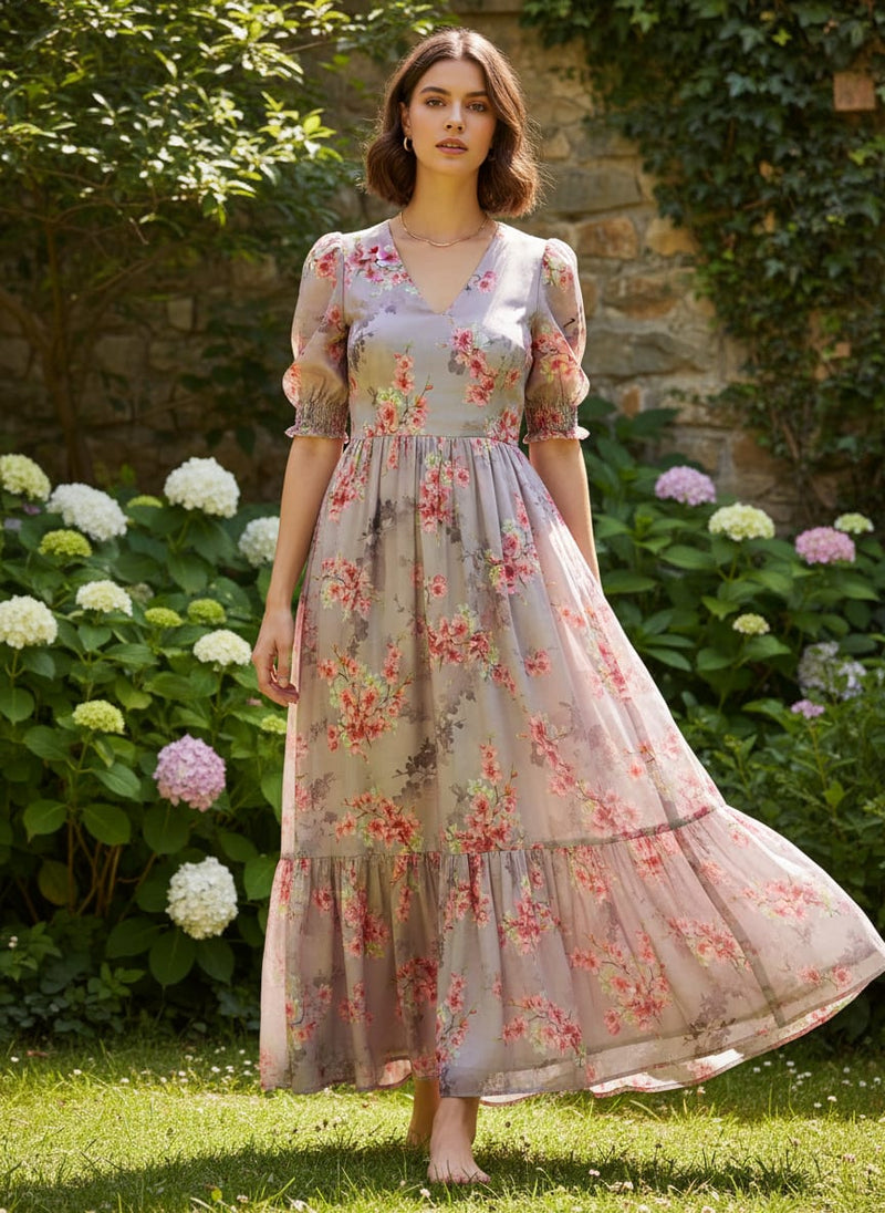 Ditsy Cool Summer Pattern Digital Printed Fabric - Muslin