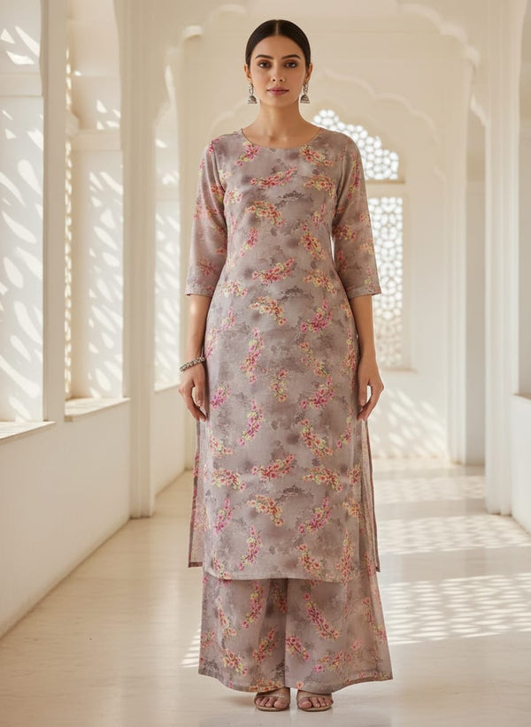 Ditsy Cool Summer Pattern Digital Printed Fabric - Pure Muslin - Straight Kurta with Palazzo Lookbook - PM-0-TA08283P1-110 - alternate view