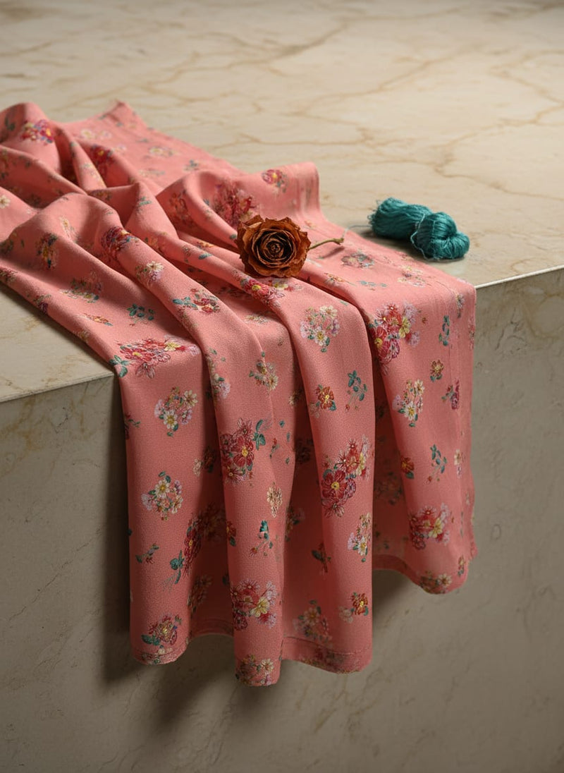 Calico Colorful Flower Digital Printed Fabric - Kota Doria