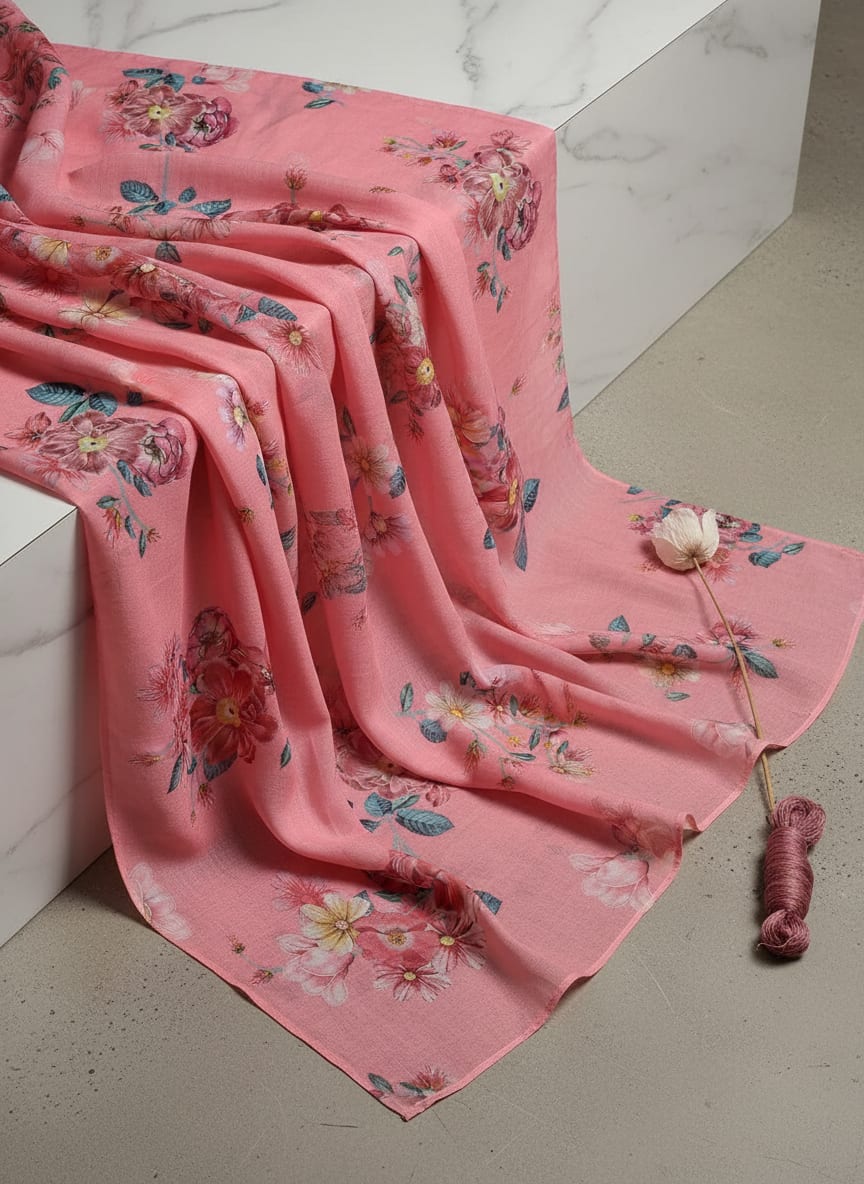 Calico Colorful Flower Digital Printed Fabric - Muslin