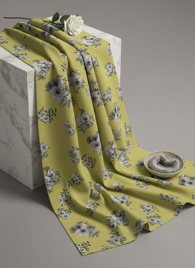 Vintage Art Of Flower Digital Printed Fabric - Pure Cotton