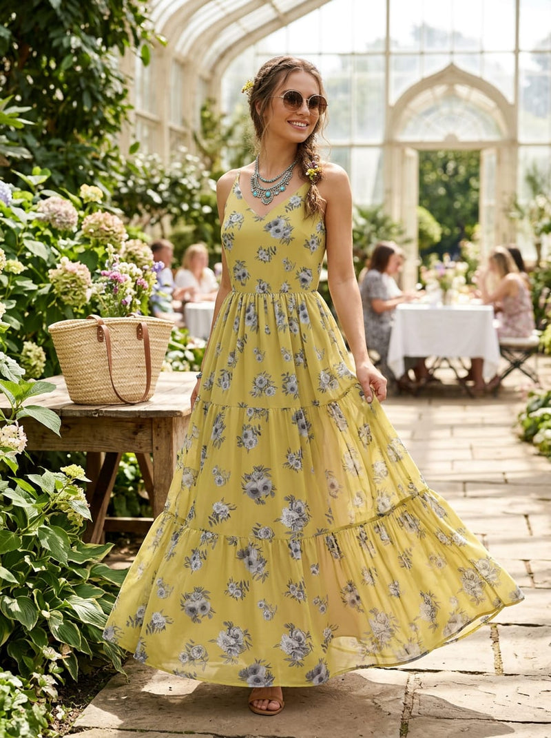 Yellow Grey Rose Floral Bouquet Pure Muslin Digital Printed Fabric
