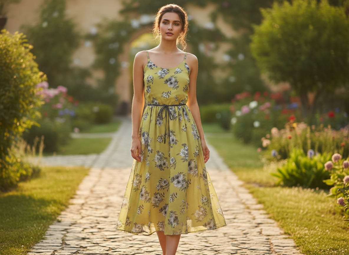 Yellow Greyscale Rose Floral Pure Georgette Digital Printed Fabric
