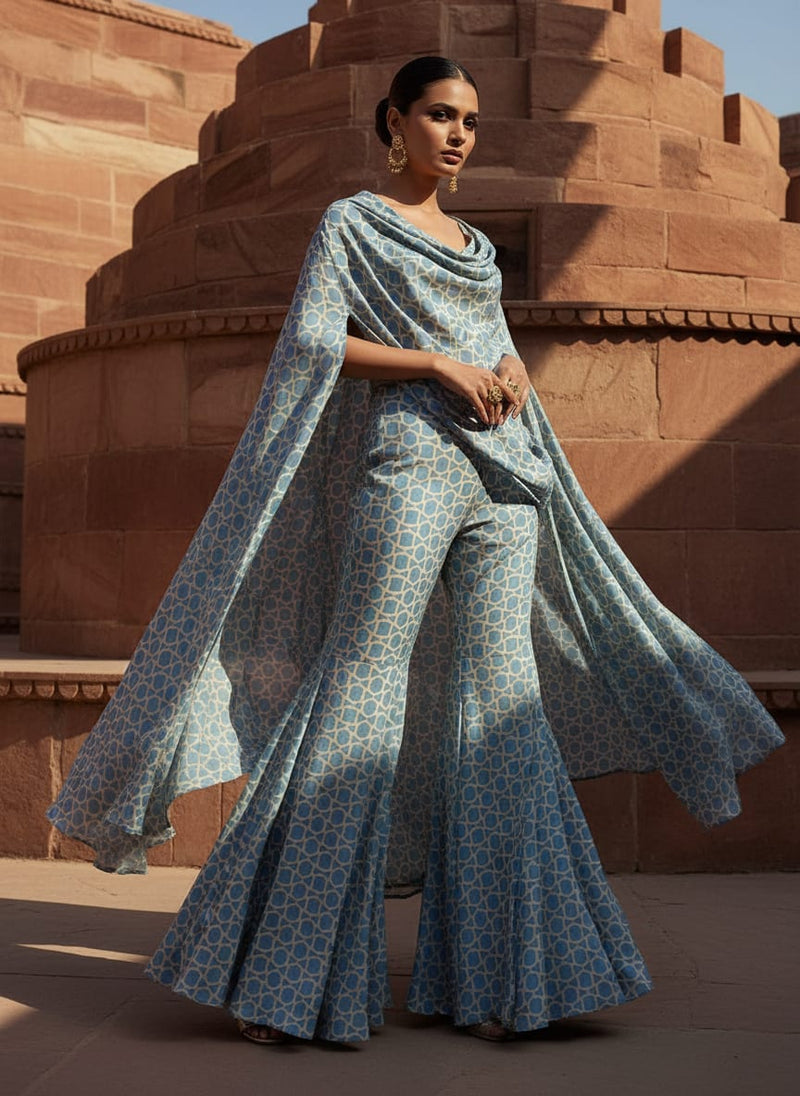 Harlequin Square And Hexagon Digital Printed Fabric - Upada Silk
