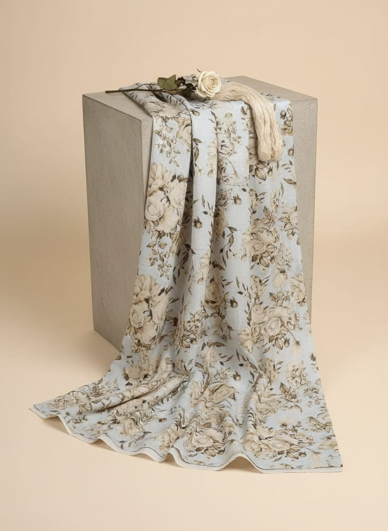 Floral Bright Golden Floral Digital Printed Fabric - Pure Cotton