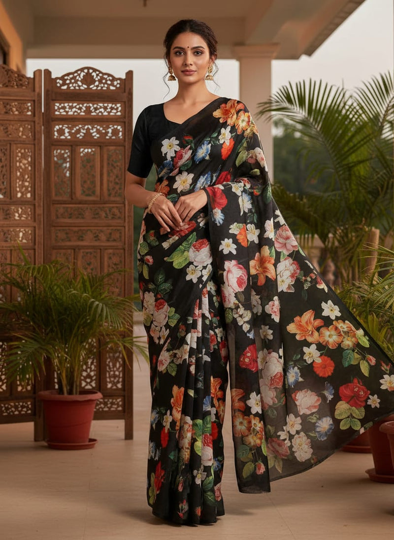 Liberty Small Floral Flower Digital Printed Fabric - Crepe