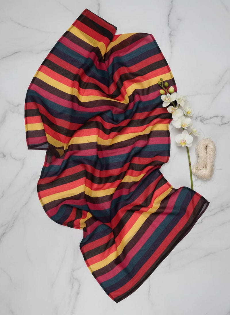 Multicolor Vibrant Stripes Pure Georgette Digital Printed Fabric