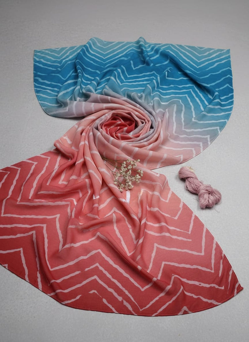 Morden Colours Of Zigzag Digital Printed Fabric - Weightless