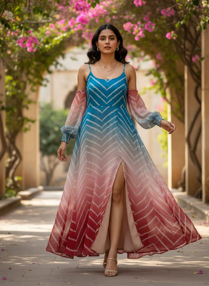 Morden Colours Of Zigzag Digital Printed Fabric - Weightless