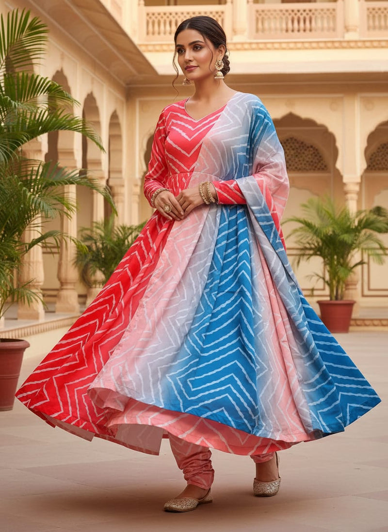 Morden Colours Of Zigzag Digital Printed Fabric - Crepe