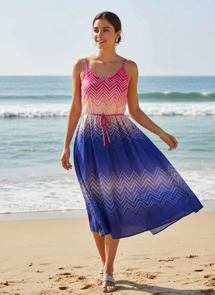 Seamless Multicolour Zigzag Digital Printed Fabric - Weightless