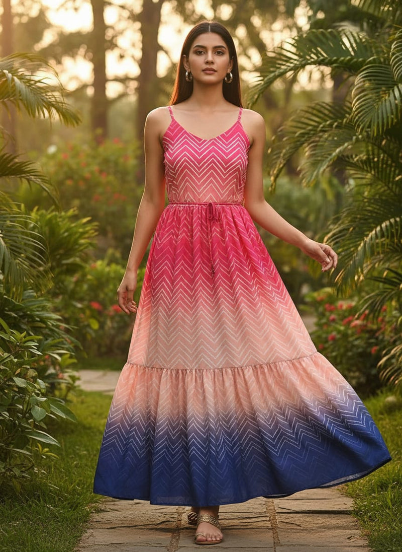 Seamless Multicolour Zigzag Digital Printed Fabric - Weightless